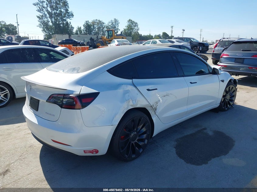 2023 Tesla Model 3 VIN 5YJ3E1EC1PF619807 IAAI salvage auction — FRONT END, Salvage (California), sold $9,275 on 2026-07-15 (photo 4)
