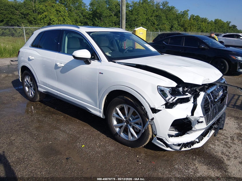 2025 Audi Q3 VIN WA1DECF37S1023627 IAAI salvage auction — FRONT END, Salvage (Louisiana), sold $7,100 on 2026-07-11 (photo 1)