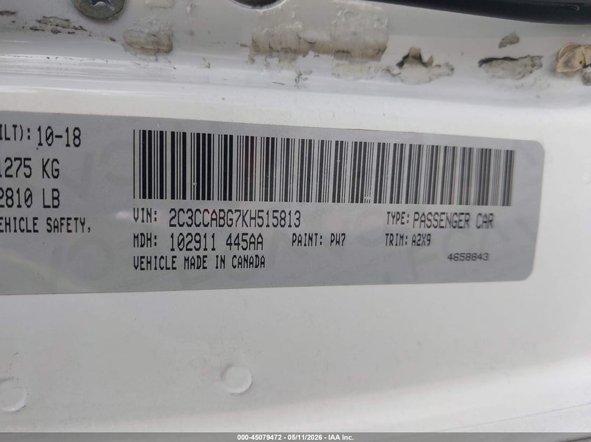 2019 Chrysler 300 VIN 2C3CCABG7KH515813 IAAI salvage auction — FRONT END, Salvage (Louisiana), sold $1,550 on 2026-07-25 (photo 9)