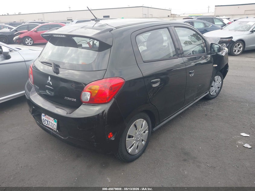 2015 Mitsubishi Mirage VIN ML32A3HJ0FH014062 IAAI salvage auction — FRONT & REAR, Salvage Certificate (California), sold $300 on 2026-07-08 (photo 4)