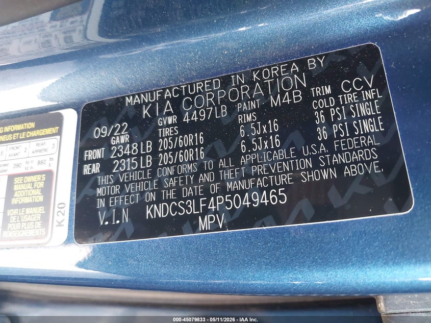 2023 Kia Niro VIN KNDCS3LF4P5049465 IAAI salvage auction — RIGHT FRONT, Salvage Title, sold $4,775 on 2026-07-08 (photo 9)