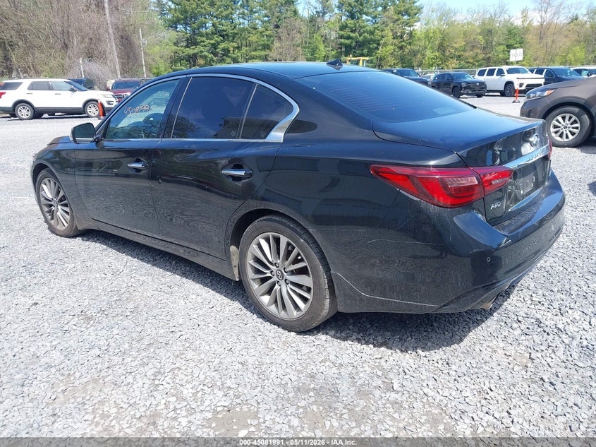 2023 Infiniti Q50 VIN JN1EV7BR3PM541724 IAAI salvage auction — FRONT & REAR, Mv-907A (New York), sold $4,350 on 2026-07-07 (photo 3)