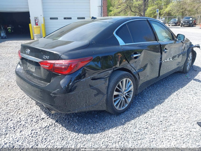 2023 Infiniti Q50 VIN JN1EV7BR3PM541724 IAAI salvage auction — FRONT & REAR, Mv-907A (New York), sold $4,350 on 2026-07-07 (photo 4)