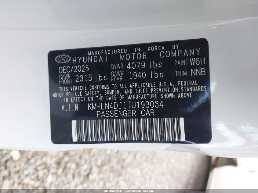 2026 Hyundai Elantra VIN KMHLN4DJ1TU193034 IAAI salvage auction — LEFT SIDE, Salvage (New Jersey), sold $10,750 on 2026-07-22 (photo 9)