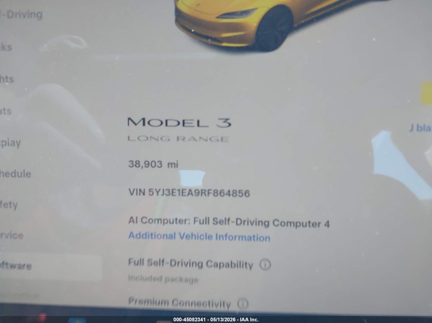 2024 Tesla Model 3 VIN 5YJ3E1EA9RF864856 IAAI salvage auction — FRONT END, Salvage (Texas), sold $6,900 on 2026-07-09 (photo 7)