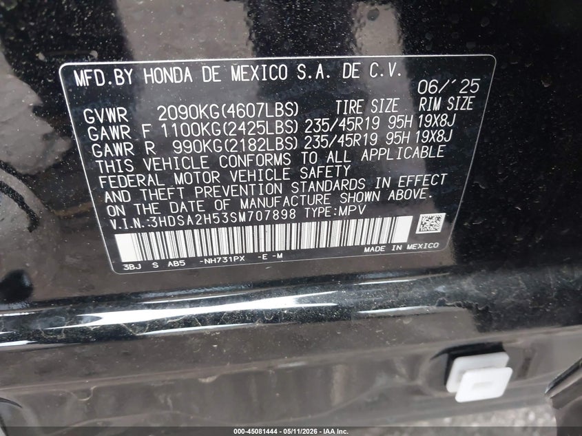 2025 Acura Adx VIN 3HDSA2H53SM707898 IAAI salvage auction — FRONT END, Salvage (Idaho), sold $10,600 on 2026-07-28 (photo 9)