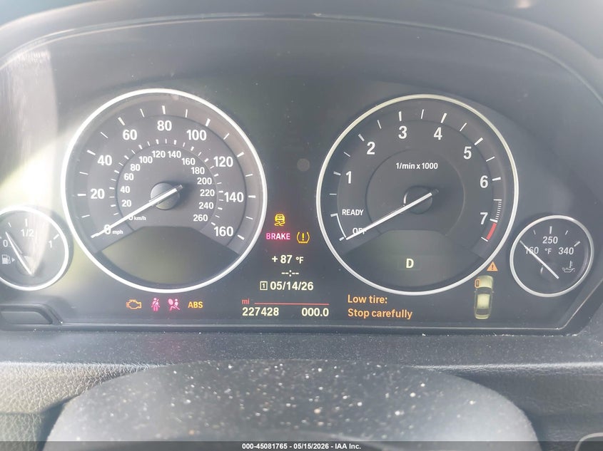 2014 BMW VIN WBA3B3G51ENR83448 IAAI salvage auction — WATER/FLOOD, Salvage (Texas), sold $350 on 2026-07-31 (photo 7)