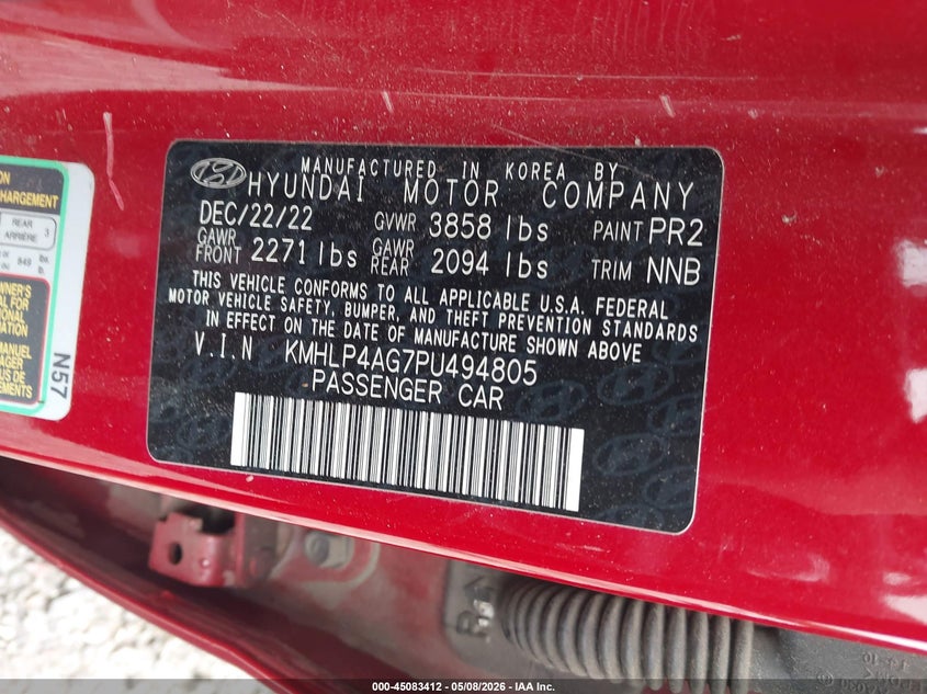 2023 Hyundai Elantra VIN KMHLP4AG7PU494805 IAAI salvage auction — LEFT SIDE, Salvage (Georgia), sold $3,700 on 2026-07-30 (photo 9)