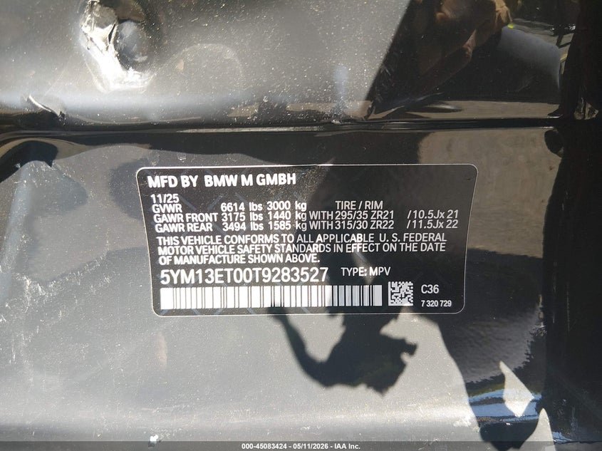 2026 BMW X5 m VIN 5YM13ET00T9283527 IAAI salvage auction — LEFT SIDE, Salvage (Connecticut), sold $71,250 on 2026-07-06 (photo 9)