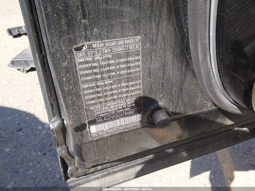 2016 Land rover Lr4 VIN SALAG2V63GA784860 IAAI salvage auction — ALL OVER, Salvage (Colorado), sold $2,000 on 2026-07-28 (photo 9)