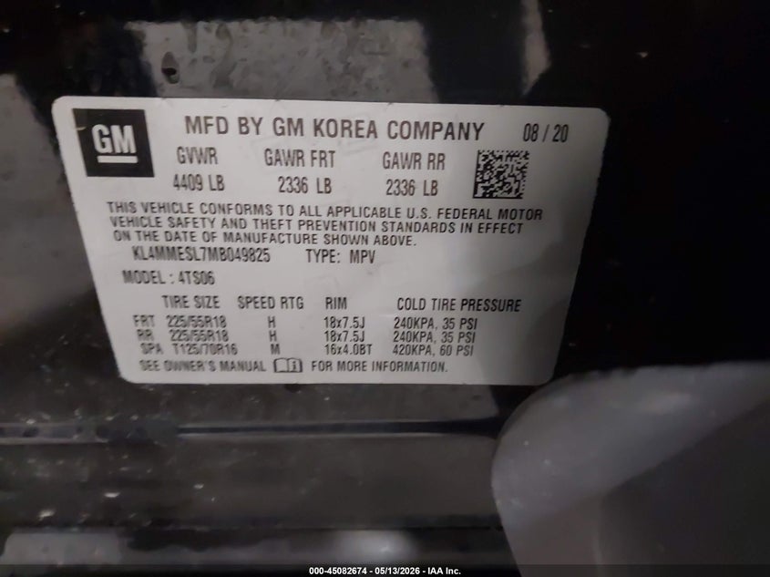 2021 Buick Encore gx VIN KL4MMESL7MB049825 IAAI salvage auction — FRONT END, Salvage (Iowa), sold $850 on 2026-07-14 (photo 9)