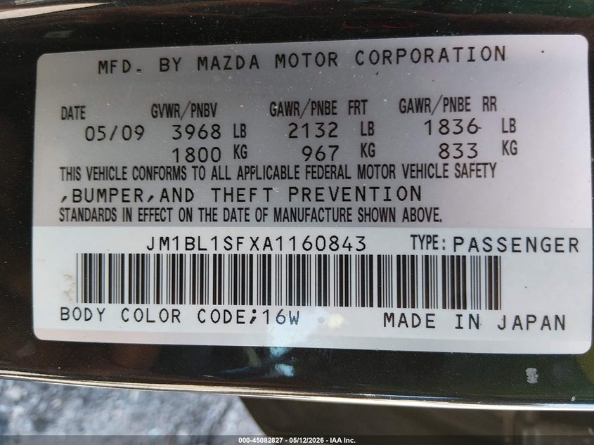 2010 Mazda 3 VIN JM1BL1SFXA1160843 IAAI salvage auction — LEFT FRONT, Salvage (Kansas), sold $500 on 2026-07-24 (photo 9)