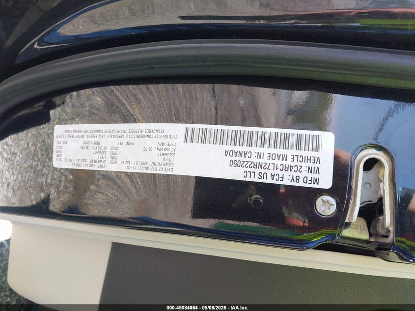 2022 Chrysler Pacifica VIN 2C4RC1L72NR222050 IAAI salvage auction — NORMAL WEAR, Sf97 (Maryland), sold $11,500 on 2026-07-31 (photo 9)