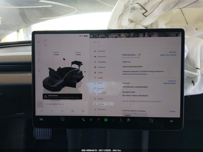 2025 Tesla Model 3 VIN 5YJ3E1EA1SF042011 IAAI salvage auction — BIO HAZARD, Bill Of Sale (Washington), sold $5,850 on 2026-07-30 (photo 7)