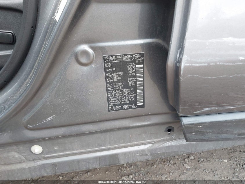 2017 Nissan Rogue VIN KNMAT2MVXHP540228 IAAI salvage auction — FRONT END, Salvage (New Jersey), sold $1,950 on 2026-07-06 (photo 9)