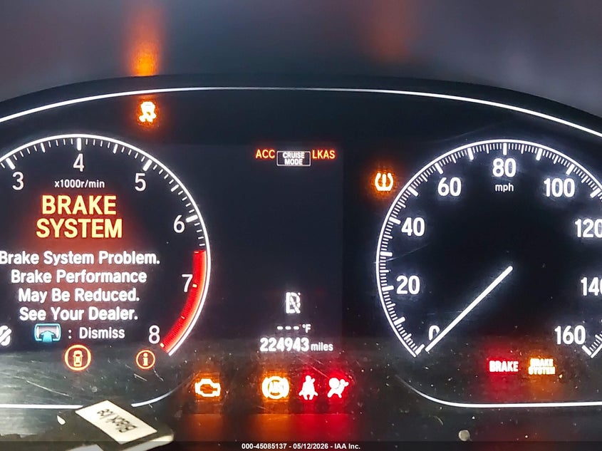2019 Honda Accord VIN 1HGCV1F39KA125017 IAAI salvage auction — FRONT END, Salvage Title, sold $1,850 on 2026-07-18 (photo 7)