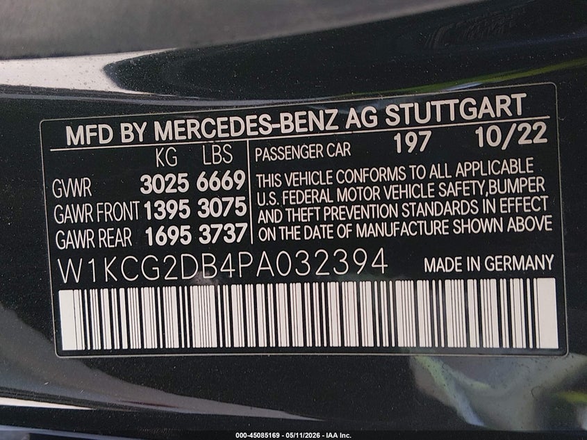 2023 Mercedes-benz Eqs VIN W1KCG2DB4PA032394 IAAI salvage auction — REAR END, Salvage (California), sold $12,600 on 2026-07-13 (photo 9)