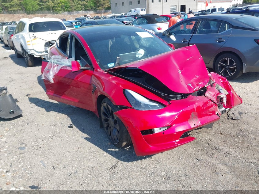 2022 Tesla Model 3 VIN 5YJ3E1EC9NF263331 IAAI salvage auction — FRONT END, Salvage (Massachusetts), sold $6,400 on 2026-07-31 (photo 1)
