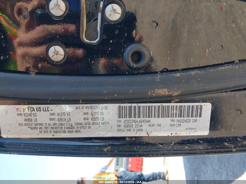 2018 Dodge Challenger VIN 2C3CDZAG4JH245404 IAAI salvage auction — FRONT END, Original (Texas), sold $3,500 on 2026-09-12 (photo 9)