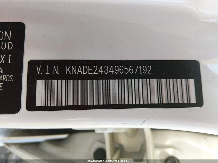 2009 Kia Rio VIN KNADE243496567192 IAAI salvage auction — FRONT END, Clear (Tennessee), sold $350 on 2026-07-11 (photo 9)