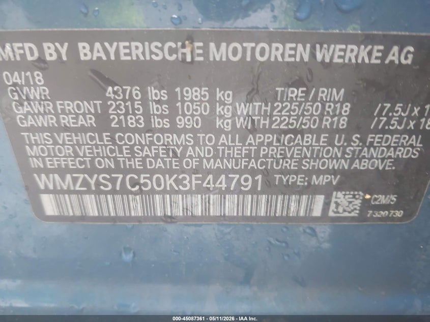2019 Mini Countryman VIN WMZYS7C50K3F44791 IAAI salvage auction — FRONT END, Salvage (Virginia), sold $2,950 on 2026-08-15 (photo 9)