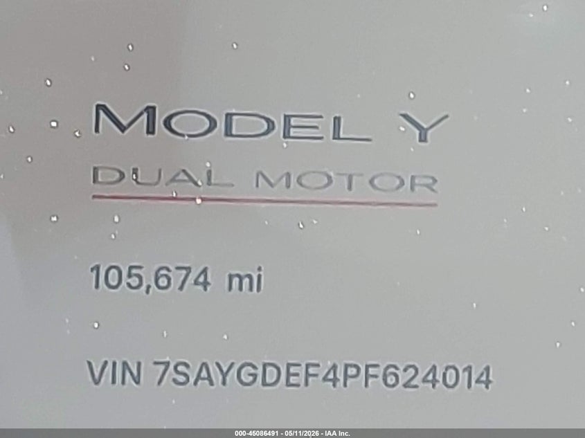 2023 Tesla Model y VIN 7SAYGDEF4PF624014 IAAI salvage auction — RIGHT SIDE, Salvage (California), sold $7,400 on 2026-07-06 (photo 7)