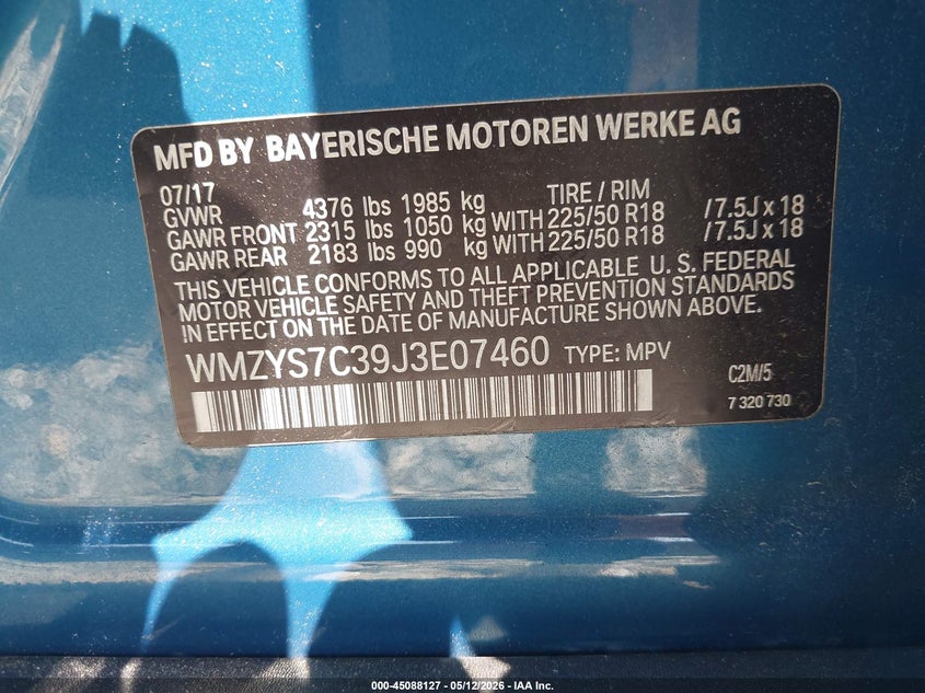 2018 Mini Countryman VIN WMZYS7C39J3E07460 IAAI salvage auction — ALL OVER, Salvage (Georgia), sold $800 on 2026-08-11 (photo 9)