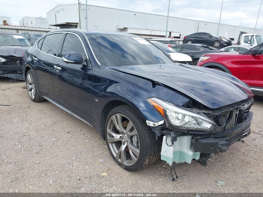 2016 Infiniti Q70 VIN JN1AY1PR4GM590037 IAAI salvage auction — FRONT END, Salvage (Texas), sold $2,450 on 2026-07-09 (photo 1)