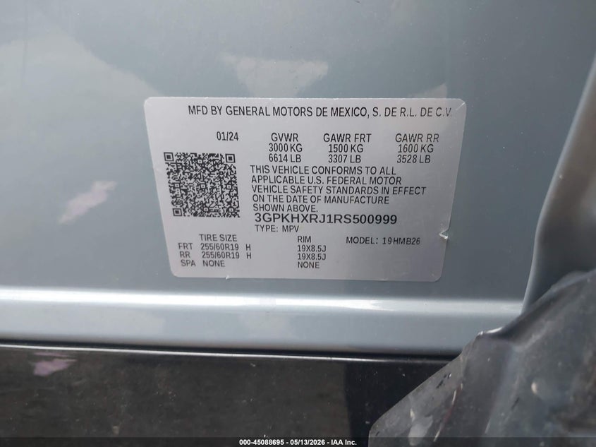 2024 Honda Prologue VIN 3GPKHXRJ1RS500999 IAAI salvage auction — FRONT END, Salvage (Massachusetts), sold $8,550 on 2026-07-17 (photo 9)