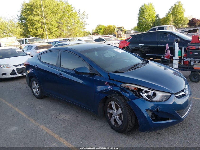 2014 Hyundai Elantra VIN KMHDH4AE9EU199329 IAAI salvage auction — RIGHT FRONT, Salvage (Idaho), sold $1,600 on 2026-07-24 (photo 1)