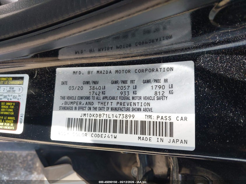 2020 Mazda Cx-3 VIN JM1DKDB71L1473899 IAAI salvage auction — REAR END, Salvage (Texas), sold $2,750 on 2026-07-15 (photo 9)