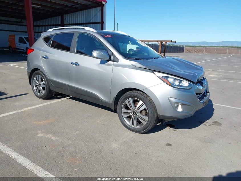 2014 Hyundai Tucson VIN KM8JU3AG9EU945711 IAAI salvage auction — LEFT FRONT, Salvage (California), sold $1,050 on 2026-07-21 (photo 1)