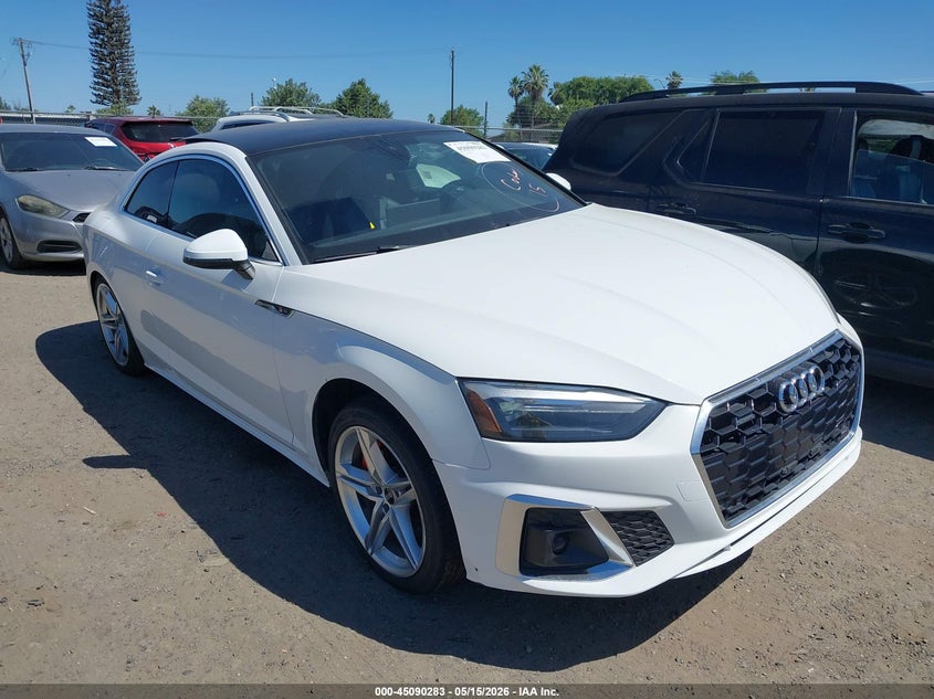 2022 Audi A5 VIN WAUSAAF53NA025844 IAAI salvage auction — LEFT FRONT, Salvage (California), sold $8,000 on 2026-07-07 (photo 1)