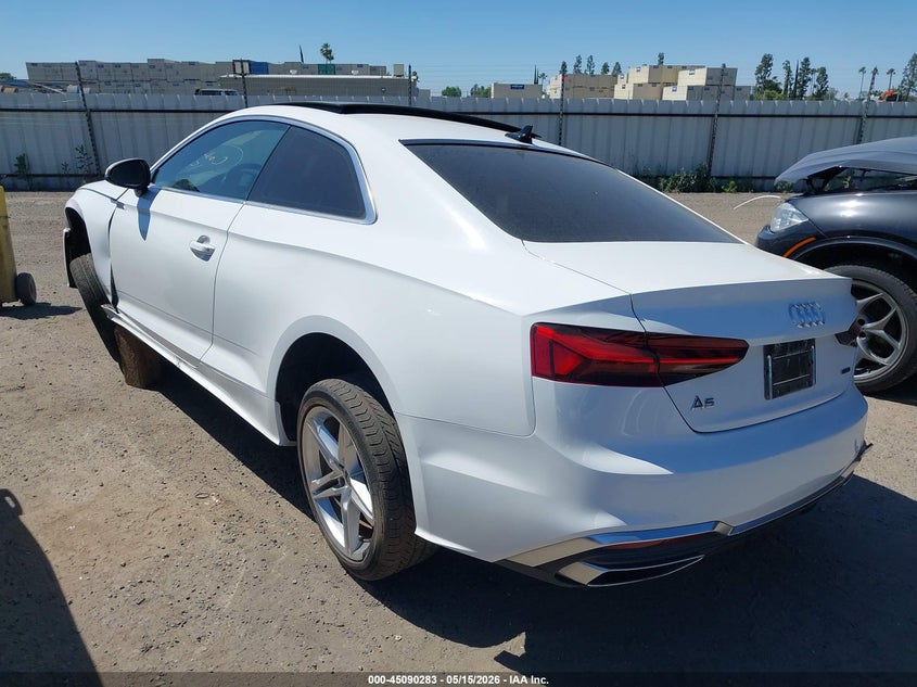 2022 Audi A5 VIN WAUSAAF53NA025844 IAAI salvage auction — LEFT FRONT, Salvage (California), sold $8,000 on 2026-07-07 (photo 3)