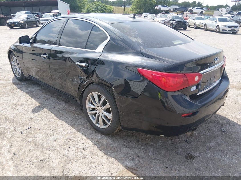 2014 Infiniti Q50 VIN JN1BV7APXEM690275 IAAI salvage auction — SIDE, Clear (Oklahoma), sold $1,300 on 2026-10-04 (photo 3)