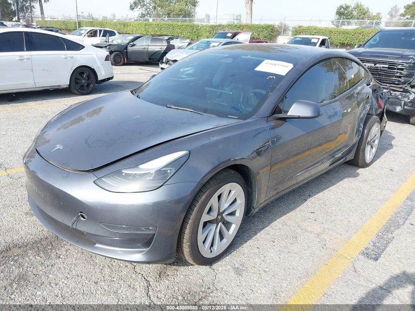 2022 Tesla Model 3 VIN 5YJ3E1EB2NF278762 IAAI salvage auction — SIDE, Salvage Title, sold $575 on 2026-07-28 (photo 2)