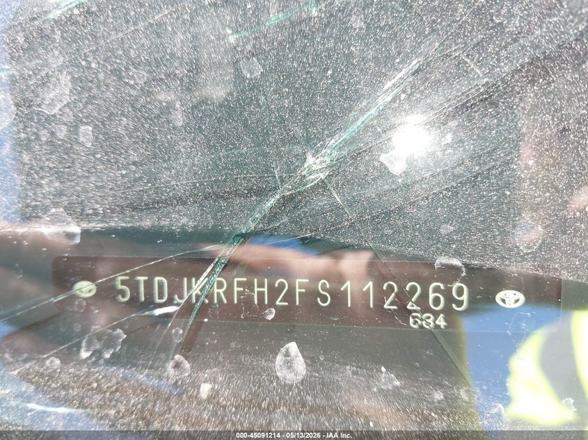 2015 Toyota Highlander VIN 5TDJKRFH2FS112269 IAAI salvage auction — LEFT FRONT, Clear (Indiana), sold $6,100 on 2026-07-15 (photo 9)