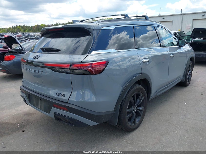 2025 Infiniti Qx60 VIN 5N1AL1FS1SC355086 IAAI salvage auction — FRONT END, Wait Title, sold $14,125 on 2026-09-08 (photo 4)