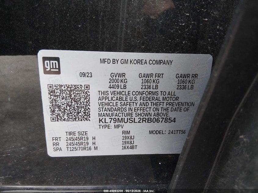 2024 Chevrolet Trailblazer VIN KL79MUSL2RB067854 IAAI salvage auction — SIDE, Salvage (South Carolina), sold $11,200 on 2026-07-19 (photo 9)