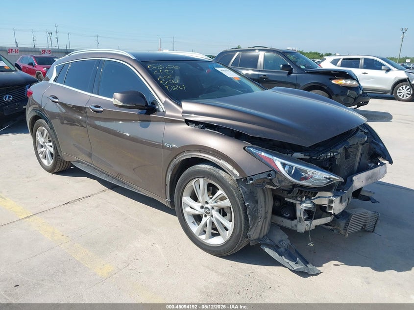 2018 Infiniti Qx30 VIN SJKCH5CP3JA043333 IAAI salvage auction — FRONT END, Salvage (Texas), sold $1,800 on 2026-07-20 (photo 1)