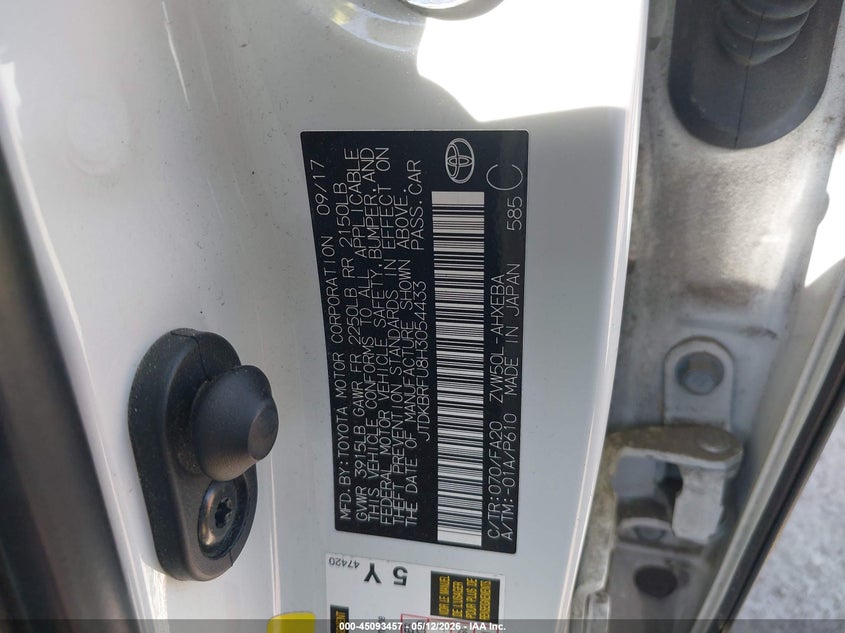 2017 Toyota Prius VIN JTDKBRFU8H3054433 IAAI salvage auction — FRONT END, Original (Texas), sold $5,850 on 2026-07-29 (photo 9)