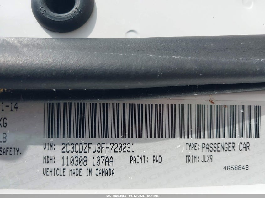 2015 Dodge Challenger VIN 2C3CDZFJ3FH720231 IAAI salvage auction — FRONT END, Clear Salvage History (California), sold $10,300 on 2026-07-29 (photo 9)