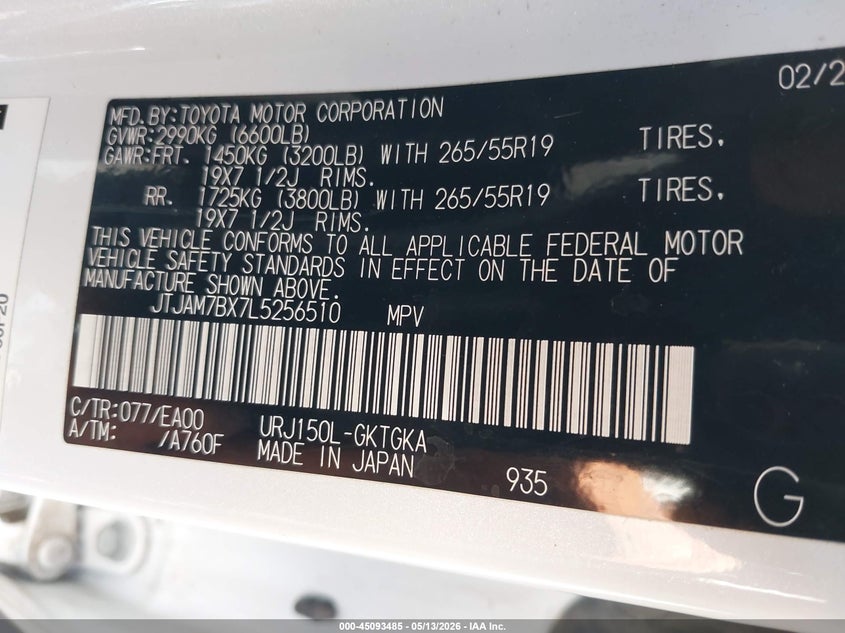 2020 Lexus VIN JTJAM7BX7L5256510 IAAI salvage auction — FRONT END, Salvage (Oklahoma), sold $16,400 on 2026-07-08 (photo 9)