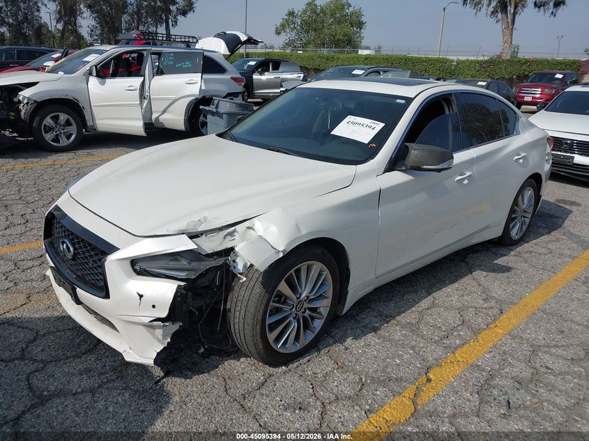 2021 Infiniti Q50 VIN JN1EV7BP0MM701519 IAAI salvage auction — LEFT FRONT, Salvage (California), sold $3,925 on 2026-07-28 (photo 2)
