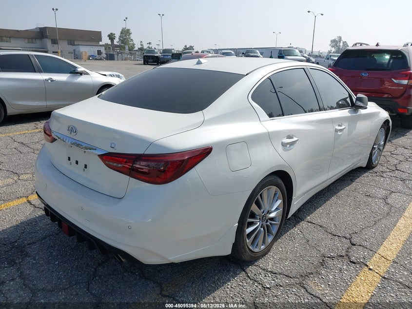 2021 Infiniti Q50 VIN JN1EV7BP0MM701519 IAAI salvage auction — LEFT FRONT, Salvage (California), sold $3,925 on 2026-07-28 (photo 4)