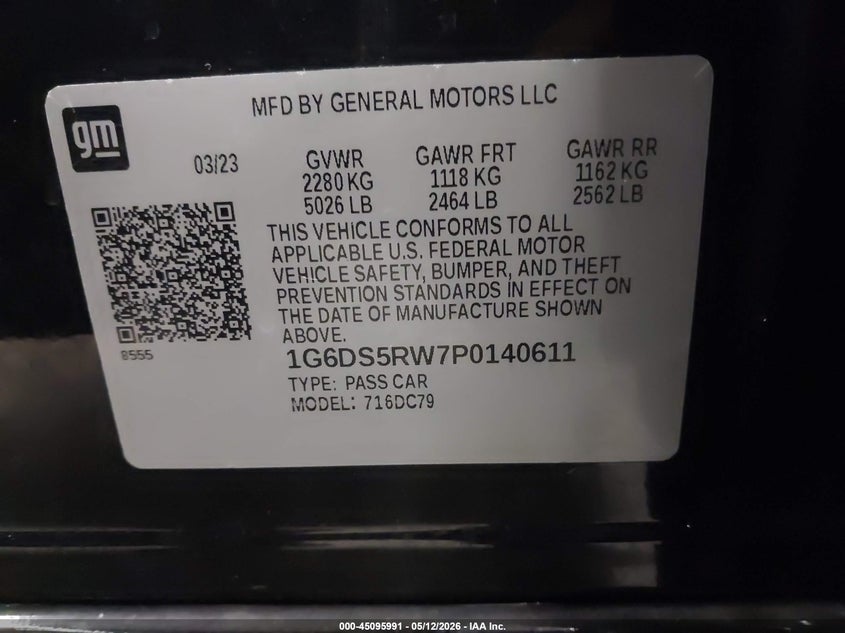 2023 Cadillac Ct5 VIN 1G6DS5RW7P0140611 IAAI salvage auction — FRONT END, Salvage (Minnesota), sold $8,300 on 2026-07-09 (photo 9)