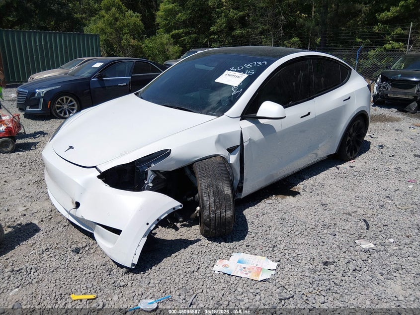 2022 Tesla Model y VIN 7SAYGAEE9NF308739 IAAI salvage auction — LEFT FRONT, Clear (South Carolina), sold $9,100 on 2026-07-15 (photo 2)