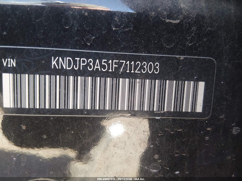 2015 Kia Soul VIN KNDJP3A51F7112303 IAAI salvage auction — LEFT FRONT, Salvage (Oklahoma), sold $900 on 2026-07-29 (photo 9)