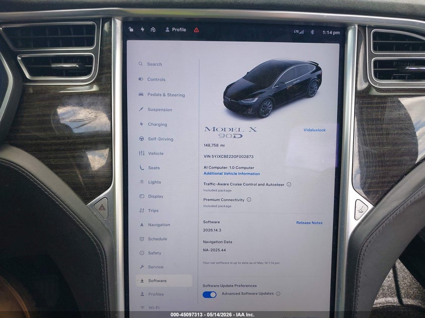 2016 Tesla Model x VIN 5YJXCBE22GF002873 IAAI salvage auction — FRONT END, Salvage Title, sold $4,250 on 2026-08-02 (photo 7)