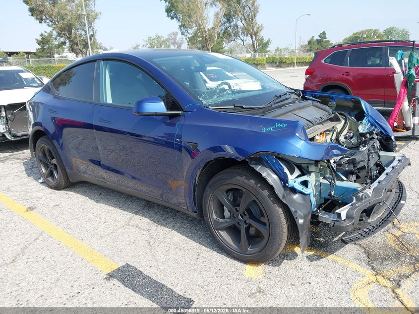 2026 Tesla Model y VIN 7SAYGDED9TF550890 IAAI salvage auction — FRONT & REAR, Salvage (California), sold $13,350 on 2026-07-07 (photo 1)